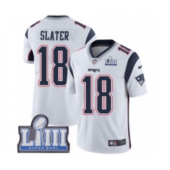 Men's Nike New England Patriots #18 Matthew Slater White Vapor Untouchable Limited Player Super Bowl LIII Bound NFL Jersey - Ujersey