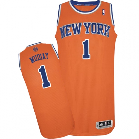 Men's Adidas New York Knicks #1 Emmanuel Mudiay Authentic Orange Alternate NBA Jersey - Ujersey