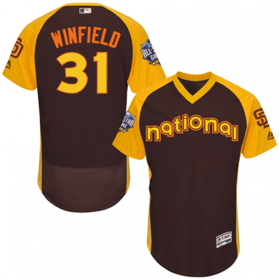 Men's Majestic San Diego Padres #31 Dave Winfield Brown 2016 All-Star National League BP Authentic Collection Flex Base MLB Jersey