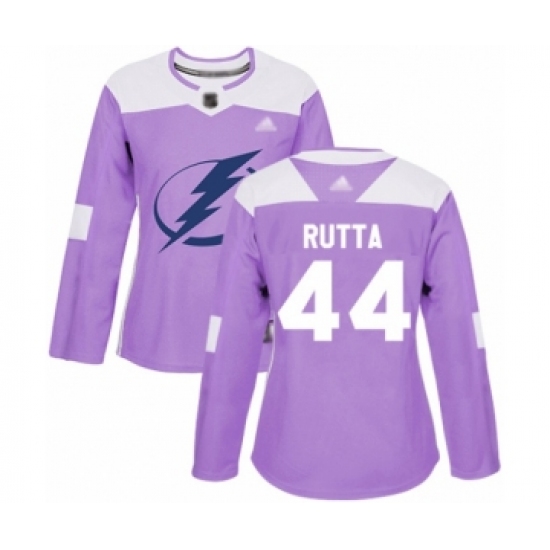 Women's Tampa Bay Lightning #44 Jan Rutta Authentic Purple Fights Cancer Practice Hockey Jersey - Ujersey