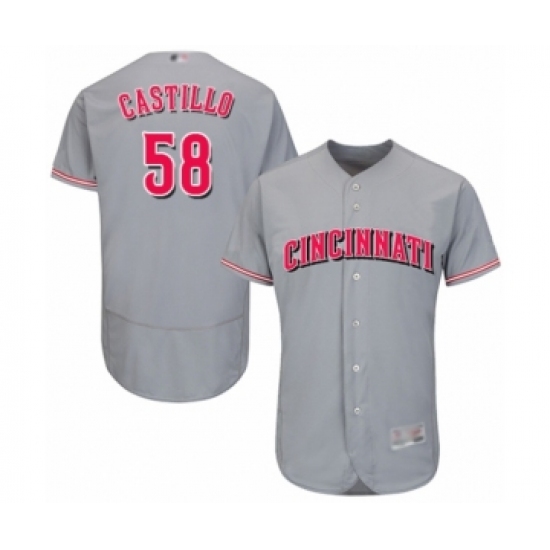Men's Cincinnati Reds #58 Luis Castillo Grey Road Flex Base Authentic Collection Baseball Jersey - Ujersey
