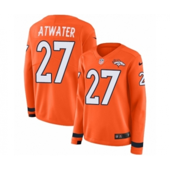 Women's Nike Denver Broncos #27 Steve Atwater Limited Orange Therma Long Sleeve NFL Jersey - Ujersey