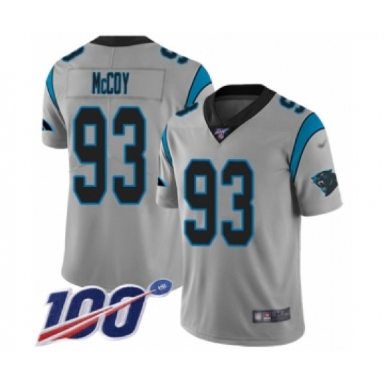 Youth Carolina Panthers #93 Gerald McCoy Silver Inverted Legend Limited 100th Season Football Jersey - Ujersey
