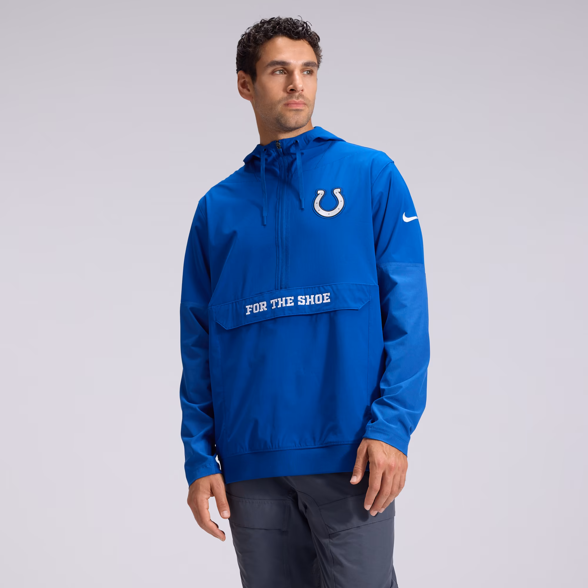 Men's Indianapolis Colts  Nike Royal 2026 Rivalries Collection Sideline Anorak Half-Zip Jacket