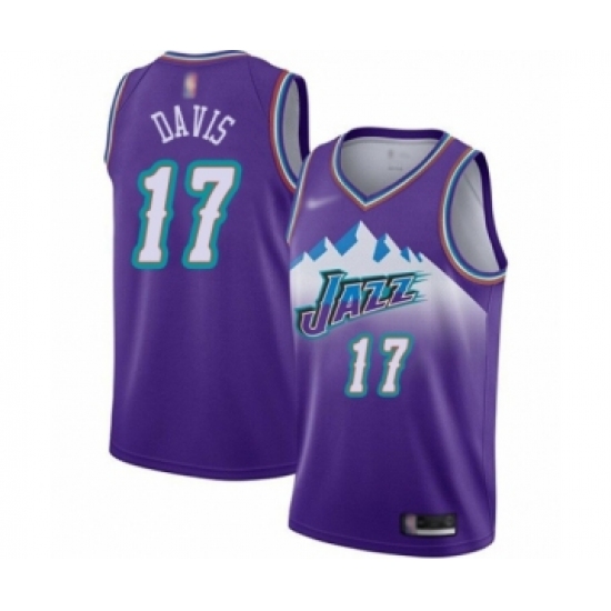 Women's Utah Jazz #17 Ed Davis Swingman Purple Hardwood Classics Basketball Jersey - Ujersey
