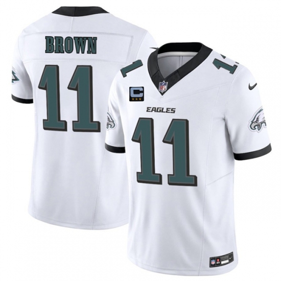 Men's Philadelphia Eagles #11 A.J. Brown White 2025 F.U.S.E. With 3-Star C Vapor Untouchable Limited Stitched Football Jersey - Ujersey