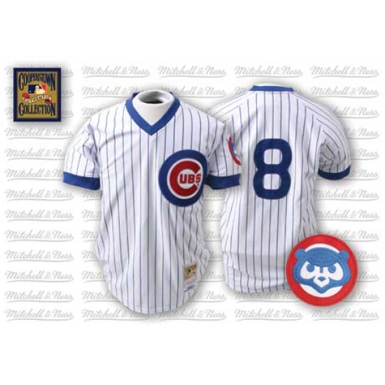Men's Mitchell and Ness Chicago Cubs #8 Andre Dawson Authentic White/Blue Strip Throwback MLB Jersey - Ujersey