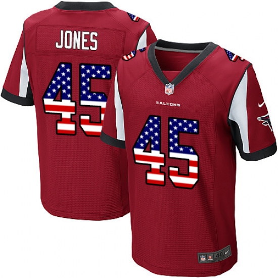 Men's Nike Atlanta Falcons #45 Deion Jones Elite Red Home USA Flag Fashion NFL Jersey - ujerseystore