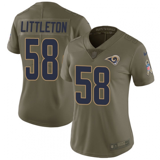 Women's Nike Los Angeles Rams #58 Cory Littleton Limited Olive 2017 Salute to Service NFL Jersey - Ujersey