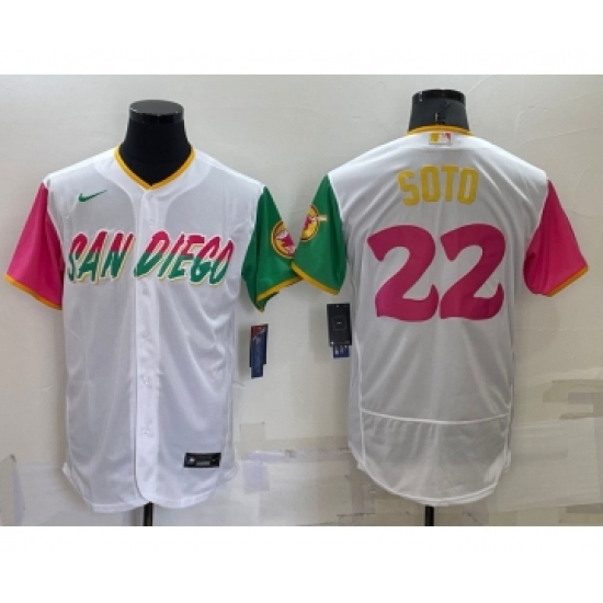 Men's San Diego Padres #22 Juan Soto White 2022 City Connect Flex Base Stitched Jersey - Ujersey