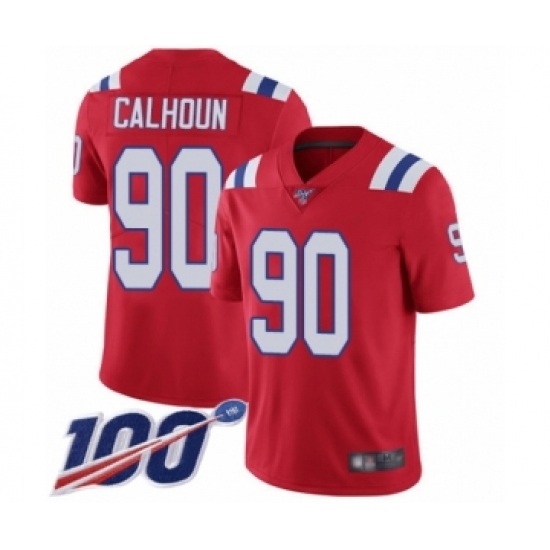 Youth New England Patriots #90 Shilique Calhoun Red Alternate Vapor Untouchable Limited Player 100th Season Football Jersey - Ujersey