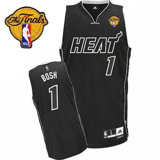 Men's Adidas Miami Heat #1 Chris Bosh Authentic Black Shadow Finals Patch NBA Jersey - Ujersey