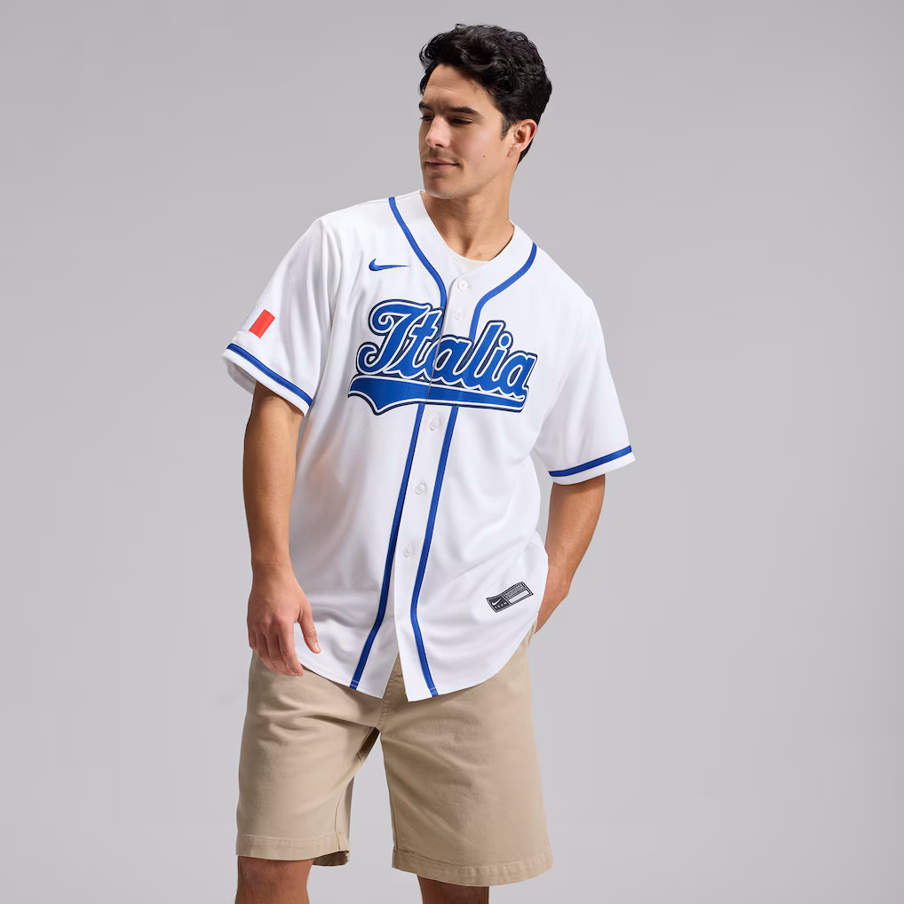 Men's Italy Baseball Nike White 2026 World Baseball Classic Home Stadium Jersey