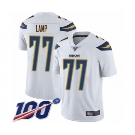 Men's Los Angeles Chargers #77 Forrest Lamp White Vapor Untouchable Limited Player 100th Season Football Jersey - Ujersey