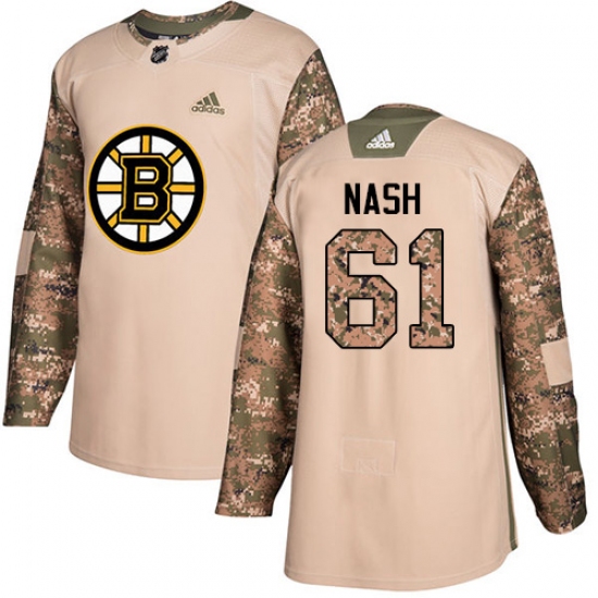 Men's Adidas Boston Bruins #61 Rick Nash Authentic Camo Veterans Day Practice NHL Jersey - Ujersey
