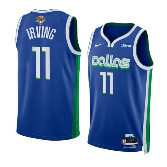 Men's Dallas Mavericks #11 Kyrie Irving Blue 2024 Finals City Edition Stitched Basketball Jersey - Ujersey