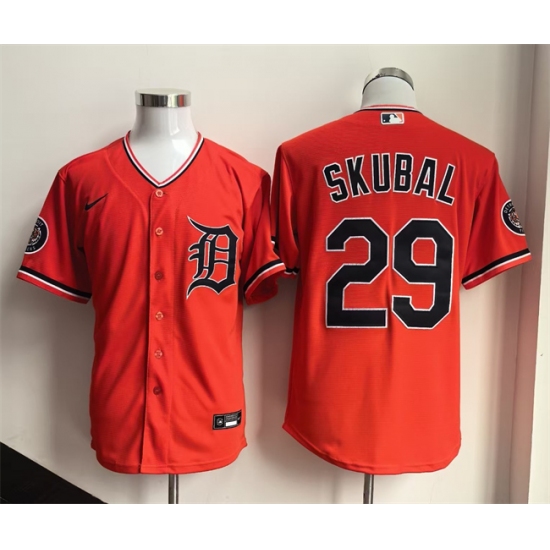 Men's Detroit Tigers #29 Tarik Skubal Orange 2026 Alternate Stitched Baseball Jersey - Ujersey