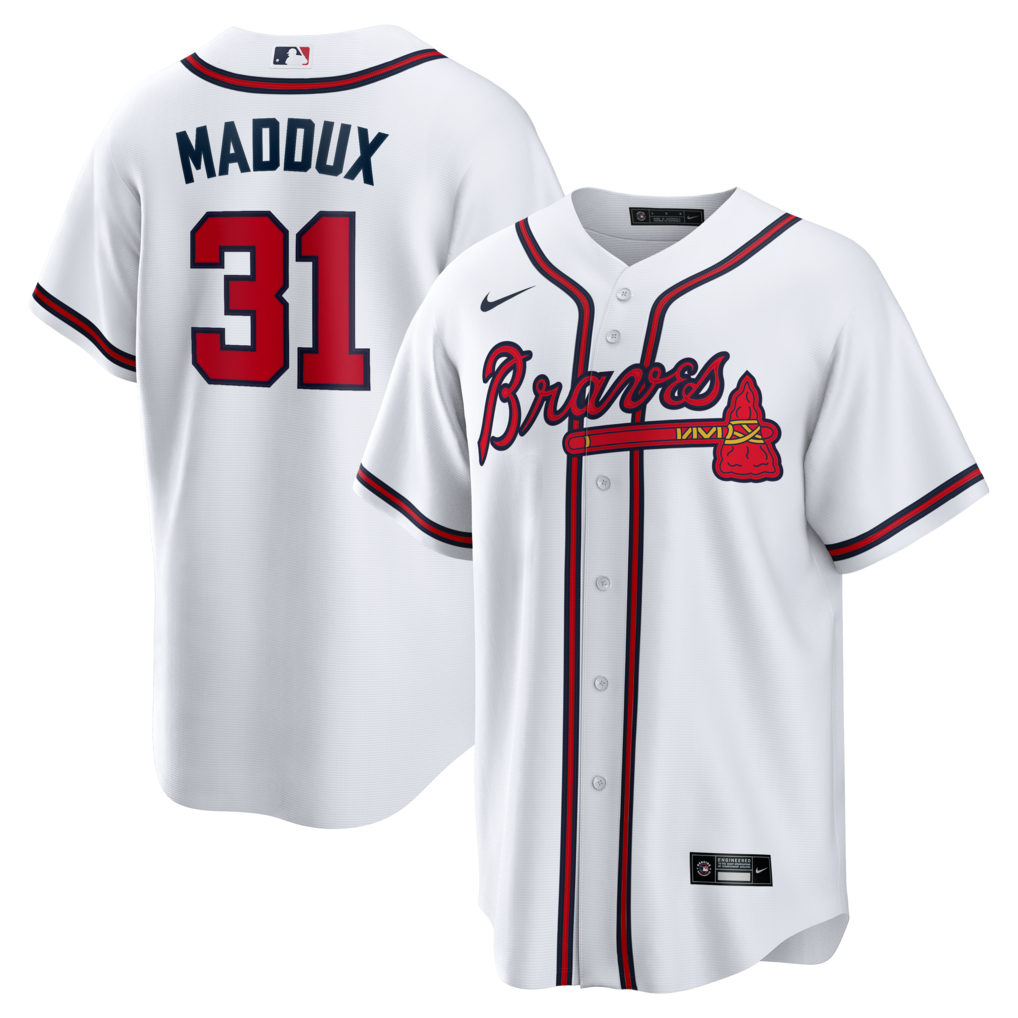Men's Atlanta Braves Greg Maddux Nike White Home Retired Player Replica Jersey - Ujersey