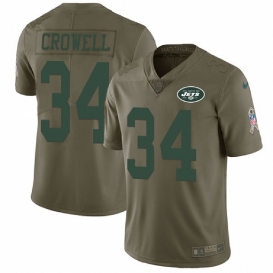 Youth Nike New York Jets #34 Isaiah Crowell Limited Olive 2017 Salute to Service NFL Jersey - Ujersey