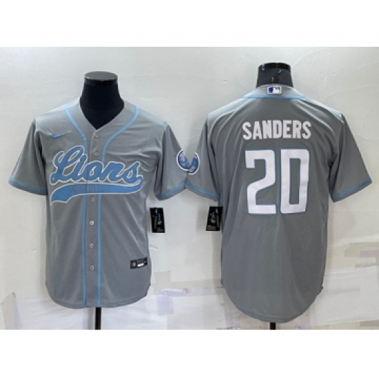 Men's Detroit Lions #20 Barry Sanders Gray Cool Base Stitched Baseball Jersey - Ujersey