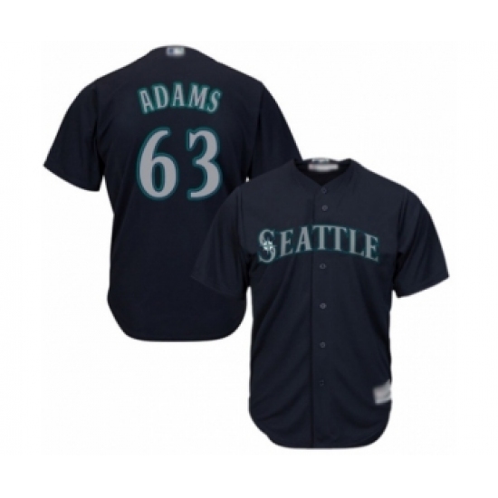Youth Seattle Mariners #63 Austin Adams Authentic Navy Blue Alternate 2 Cool Base Baseball Player Jersey - Ujersey