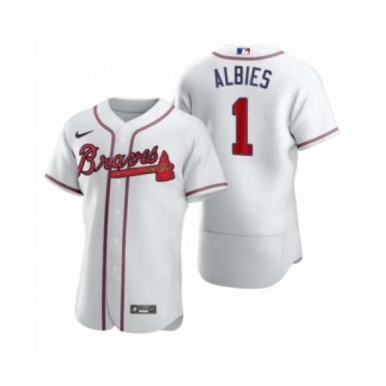 Men's Atlanta Braves #1 Ozzie Albies Nike White 2020 Authentic Jersey - Ujersey