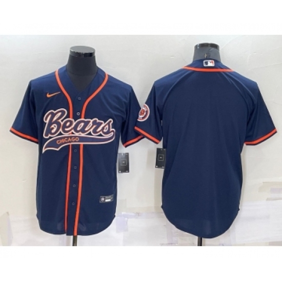 Men's Chicago Bears Blank Navy Blue Stitched MLB Cool Base Nike Baseball Jersey - Ujersey