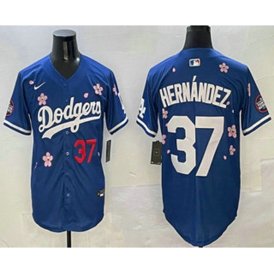 Men's Los Angeles Dodgers #37 Teoscar Hernandez Blue 2025 Tokyo Series Limited Jersey - Ujersey