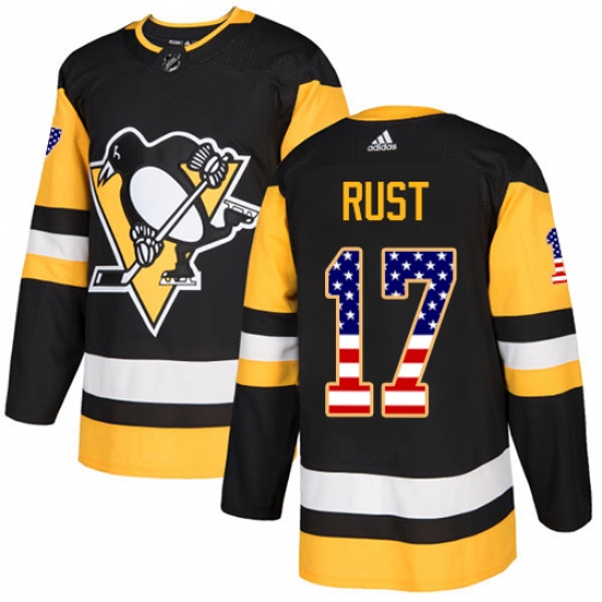 Men's Adidas Pittsburgh Penguins #17 Bryan Rust Authentic Black USA Flag Fashion NHL Jersey - Ujersey