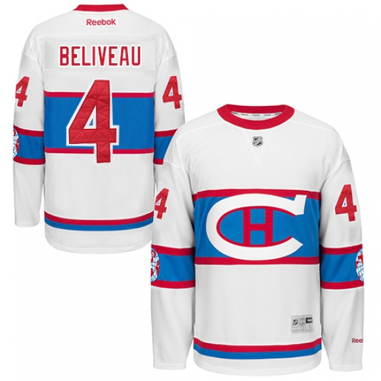 Men's Reebok Montreal Canadiens #4 Jean Beliveau Authentic White 2016 Winter Classic NHL Jersey - Ujersey