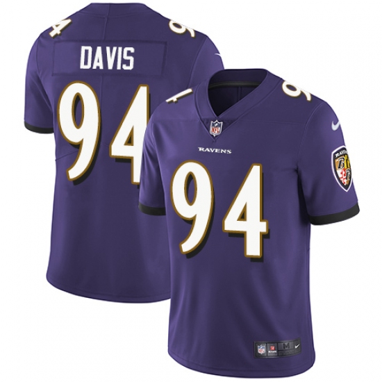 Youth Nike Baltimore Ravens #94 Carl Davis Purple Team Color Vapor Untouchable Limited Player NFL Jersey - Ujersey