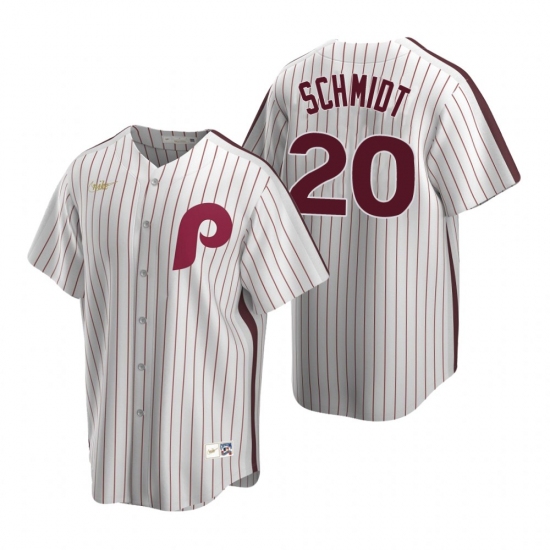 Men's Nike Philadelphia Phillies #20 Mike Schmidt White Cooperstown Collection Home Stitched Baseball Jersey - Ujersey