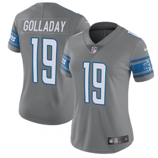 Women's Nike Detroit Lions #19 Kenny Golladay Limited Steel Rush Vapor Untouchable NFL Jersey - Ujersey