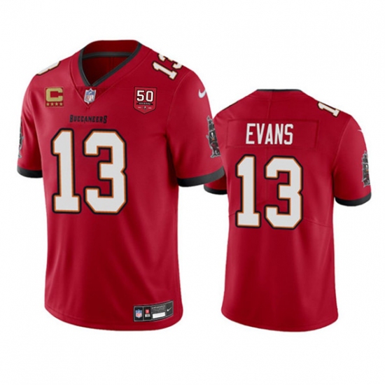 Men's Tampa Bay Buccaneers #13 Mike Evans Red 2025 50th Anniversary And 4-Star C Vapor Untouchable Limited Football Stitched Jersey - Ujersey