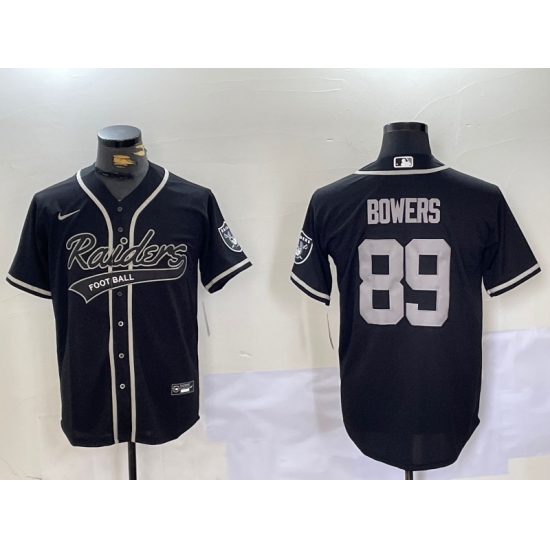 Men's Las Vegas Raiders #89 Brock Bowers Black Cool Base Stitched Baseball Jersey - Ujersey