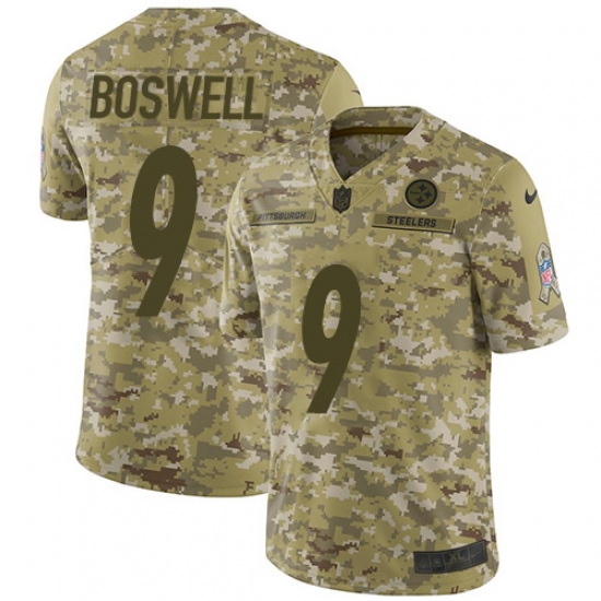 Youth Nike Pittsburgh Steelers #9 Chris Boswell Limited Camo 2018 Salute to Service NFL Jersey - Ujersey