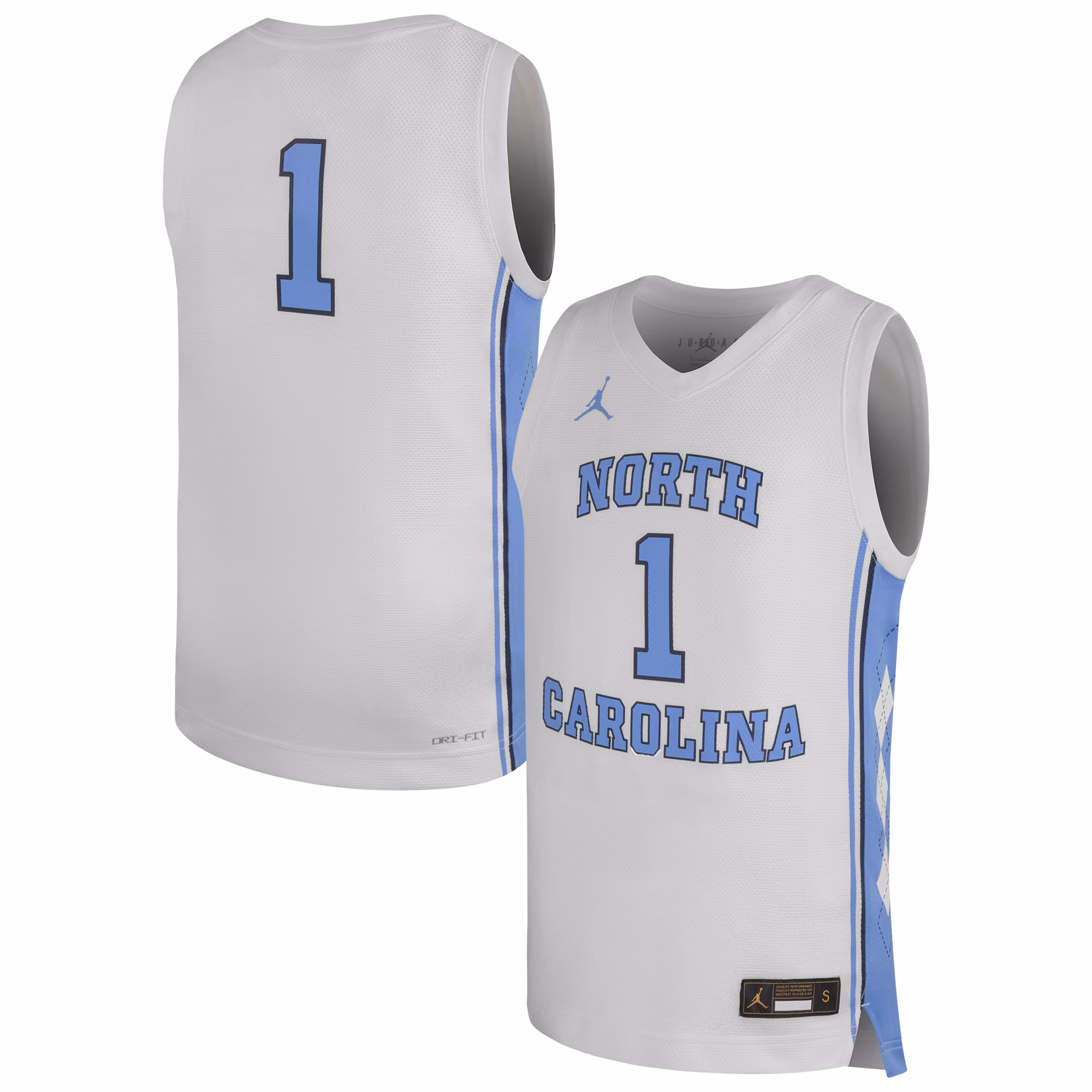 Youth Jordan Brand #1 White North Carolina Tar Heels Replica Basketball Jersey - U-jersey