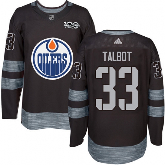 Men's Adidas Edmonton Oilers #33 Cam Talbot Authentic Black 1917-2017 100th Anniversary NHL Jersey