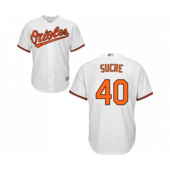Youth Baltimore Orioles #40 Jesus Sucre Replica White Home Cool Base Baseball Jersey - Ujersey