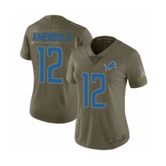 Women's Detroit Lions #12 Danny Amendola Limited Olive 2017 Salute to Service Football Jersey - Ujersey