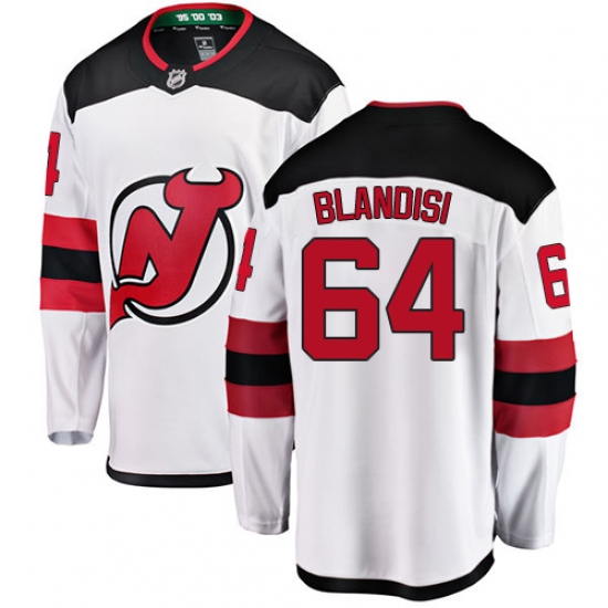 Men's New Jersey Devils #64 Joseph Blandisi Fanatics Branded White Away Breakaway NHL Jersey - Ujersey