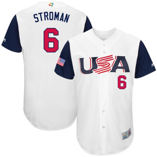 Youth USA Baseball Majestic #6 Marcus Stroman White 2017 World Baseball Classic Authentic Team Jersey
