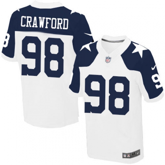 Men's Nike Dallas Cowboys #98 Tyrone Crawford Elite White Throwback Alternate NFL Jersey - Ujersey