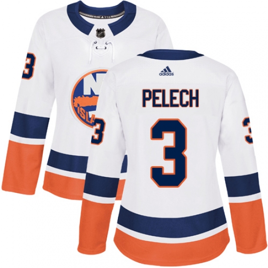 Women's Adidas New York Islanders #3 Adam Pelech Authentic White Away NHL Jersey - Ujersey