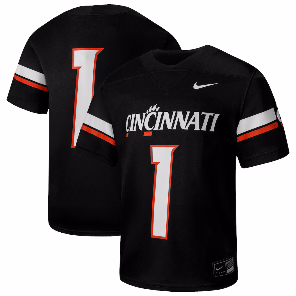Youth Nike #1 Black Cincinnati Bearcats Football Game Jersey - Ujersey NHL