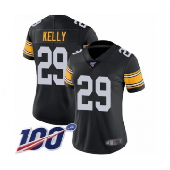Women's Pittsburgh Steelers #29 Kam Kelly Black Alternate Vapor Untouchable Limited Player 100th Season Football Jersey - Ujersey
