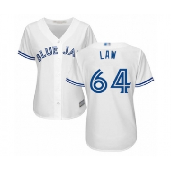 Women's Toronto Blue Jays #64 Derek Law Authentic White Home Baseball Player Jersey - Ujersey