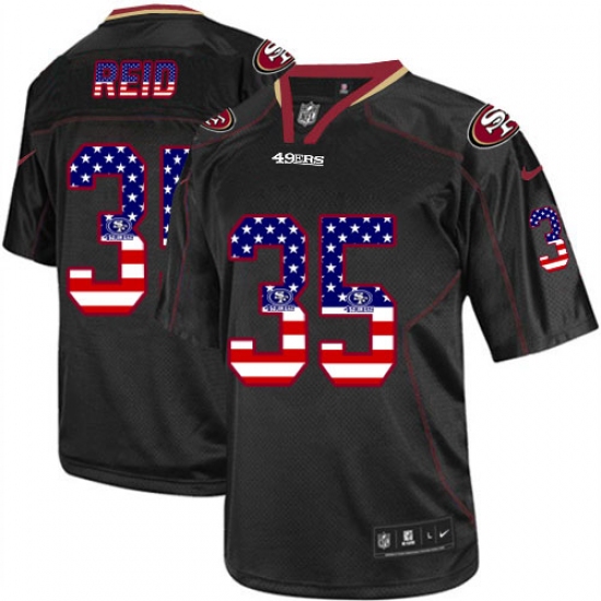 Men's Nike San Francisco 49ers #35 Eric Reid Elite Black USA Flag Fashion NFL Jersey - Ujersey