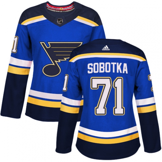 Women's Adidas St. Louis Blues #71 Vladimir Sobotka Authentic Royal Blue Home NHL Jersey - Ujersey
