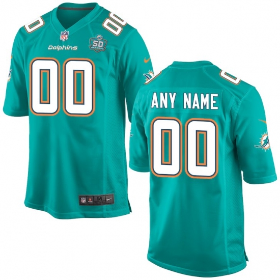 Men's Miami Dolphins Nike Aqua Custom Patch Game Jersey - Ujersey